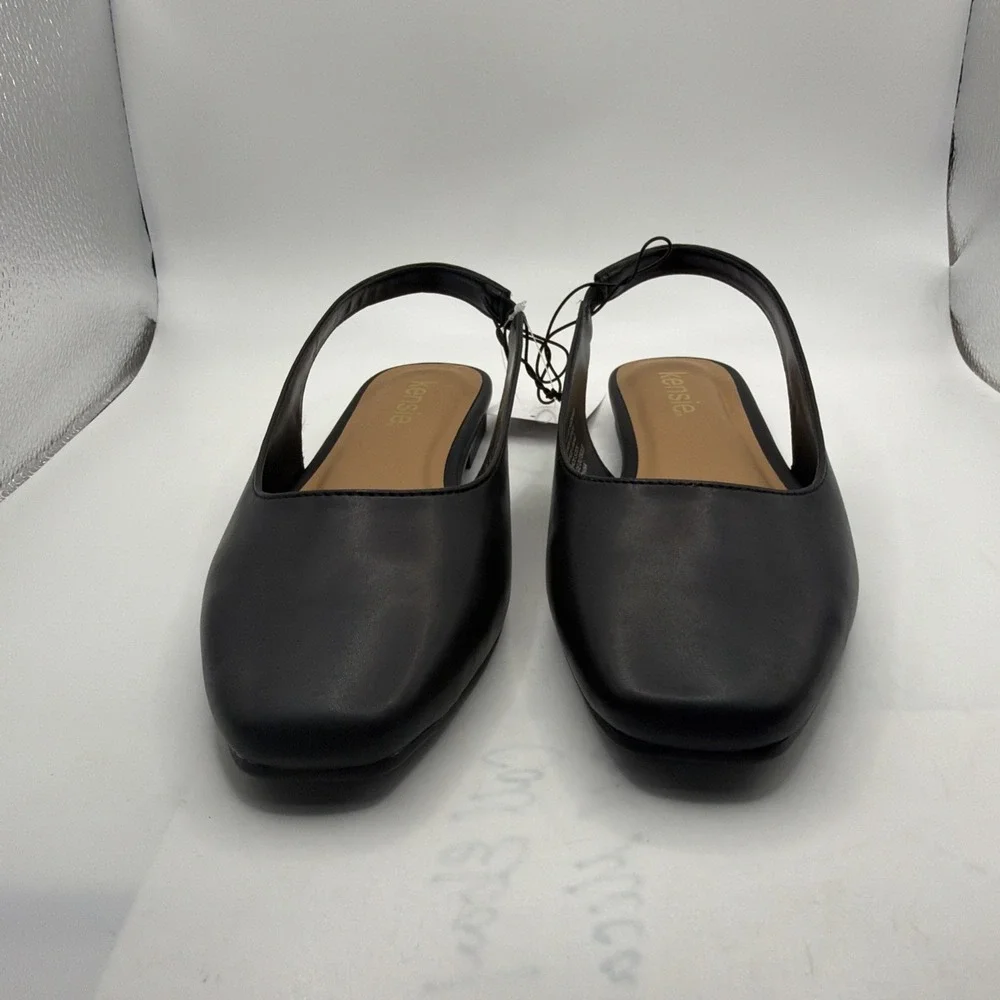 Kensie Women's Felice Dress Shoes Slingback Flats Easy On, Black. New Size 6 New